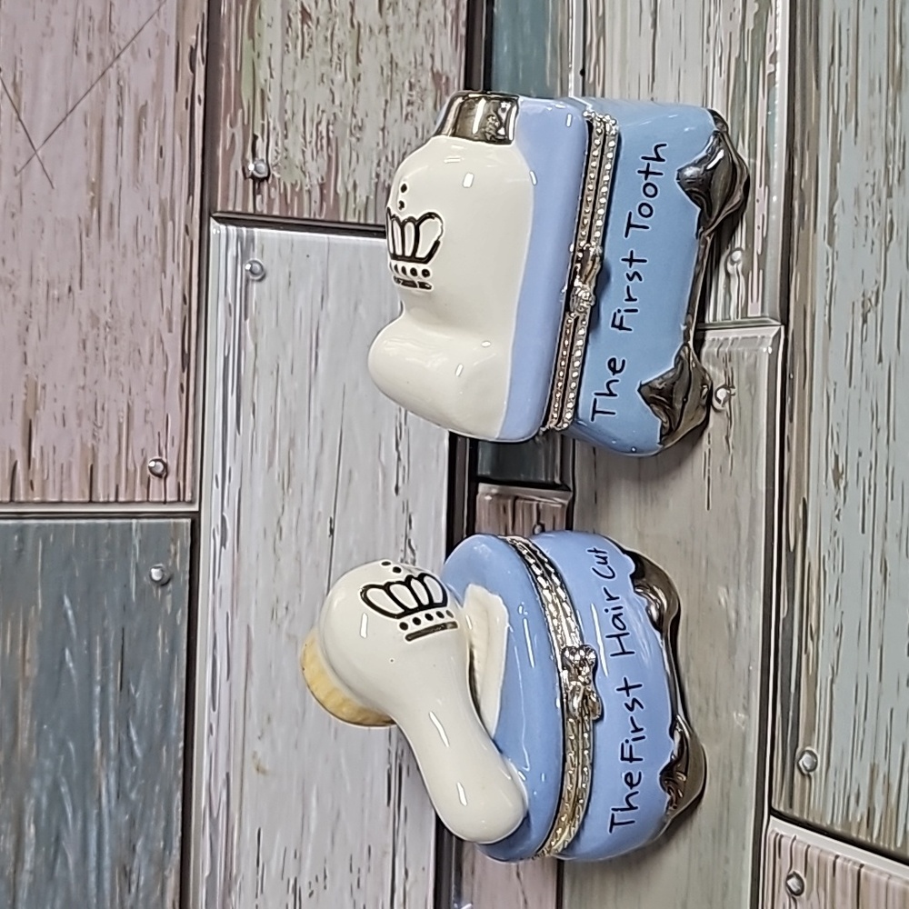 Mud Pie Prince First Tooth and Curl Treasure Boxes